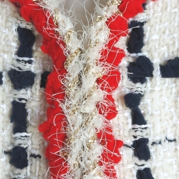 NWOT Amen Wardy Check Pattern Tweed Long Coat Size FR46 - Picture 12 of 16